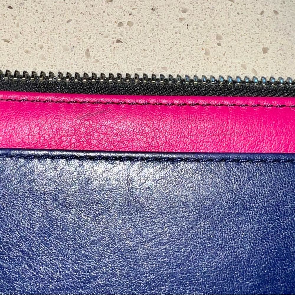 Coach Fuchsia and Navy Zip Pouch - Picture 9 of 11